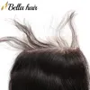 Pełna głowa Peruwian Virgin Hair Pakiet z zamknięciem fali ciała 3PCS Włosy Weft i 1PCs Górne zamknięcia 4x4 Naturalne przedłużanie linii włosów Bellahair