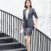 Blazers Salia feminina Fashion Sashes elegantes retalhos de retalhos de manga longa Blazer Salia Blazer Desenvolvimento de Business Office Ladies Work 2pcs Conjunto 6020