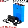 84V 60AH Akumulator baterii litowej do Samsung 30Q 18650 23S 20P 84V 8000W Elektryczna bateria rowerowa z ładowarką 10a