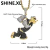 Mens Hip Hop Bijoux Cartoon Popeye Pendentif Collier Deux Tons Couleur Glacé Zircon Pierre Bijoux Homme