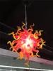 New Crystal Chandelier Red and Yellow Hand Blown Glass Chandelier Pendant Lighting Cheap LED Living Room Lights