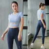 Nuevo traje de fitness para mujer, traje para correr, camiseta cruzada, mallas para gimnasio