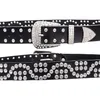 Fashion Genuine leather belts for women Unisex rhinestone Pin buckle belt men High quality second layer cowskin