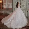 Élégant pure manches longues dentelle une ligne robes de mariée tulle applique balayage train robes de mariée de mariage avec lacets dos robes de mariee