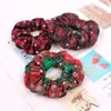 Christmas Girl Hair Scrunchy Ring Elastic Hair Bands Snowflake Red Plaid Large Intestine Sports Dance Scrunchie Soft Hairband M548