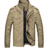 Fashion-Mens Spring Autumn Solid Jacket Zipper Fly Coats Stand Collar Long Sleeved Cotton Jacket Mens Clothing