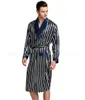 Men's Sleepwear Mens Silk Satin Pajamas Pajama Pyjamas PJS Robe Robes Nightgown S M L XL 2XL 3XL Plus Beige Blue Striped1