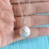 Round Ball Pendant Necklaces Amethyst Crystal Blue Turquoise Bead Silver Link Chain for Women Men Fashion Natural Stones Jewelry Gifts Cheap
