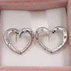 Studs Bright Hearts Hoop Earrings Royal Purple & Lilac Crystals & Clear Cz Authentic 925 Sterling Silver Fits European Pandora Andy Jewel 297231NRPMX