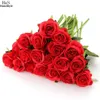 Toptan 20pcs \ sürü Kırmızı Gül Yapay Çiçekler Gerçek Looking Sahte Güller DIY Düğün Buketler Ev Dekorasyonu N10 *