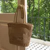 Bolso de paja hecho a mano para mujer, cesta tejida, bolso de playa, hombro de verano, bolsas de compras para vacaciones 1269R