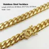 Stainless Steel Jewelry 18K Gold Plated High Polished Cuban Link Necklace Men 14mm Chain DragonBeard Clasp 24 26 28 30340r246m8302211