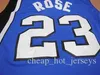 2020 Tigers Derrick Rose College Basketball Jersey Derrick＃23ローズ大学ステッチジャーズズブルーホワイトメンズ安いS-XXL