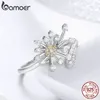 Wholesale-Silver Blooming Dandelion Love Crystal Adjustable Finger Rings for Women Wedding Engagement Jewelry Gift