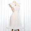 Uroczy Zobacz Mini Sukienka Kobiety Dziewczyny Słodka Maid Serman Cosplay Uniform Lolita Sexy kostium Back Cross Pasek Dress