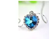 Classica Silver Plated Blue Heart Austrian Crystal Necklace for Women Girls Crystal Love Heart Necklace Bridal Lovers Wedding Jewelry