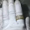 Choucong Circle Ring Pave Definindo 320 Pcs Diamante CZ Amarela Ouro Cheio Casamento Casamento Anéis Para As Mulheres Homens Dedo Jóias