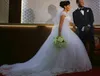 Vintage dentelle appliques robe de bal robes de mariée pure équipage 2020 manches courtes pas cher robes de mariée robes de mariée vestido de novia