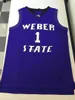 Weber State Wildcats College Damian Lillard #1 Vit Svart Lila Retro baskettröja Herrsydda anpassade tröjor med namn valfritt nummer
