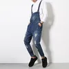 Fashion Mens Ripped Designer Jeans Jumpsuits Street Distressed Hole Denim Bib Overalls Man Suspender Bike Jean