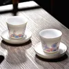 Enamel Tea Cup Creative Lover Gift Drinkware Handpainted Kung Fu Tea Set High Quality Small Tea Bowl With Plate Accessories