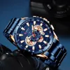 Reloj CURREN de marca de lujo para hombre, reloj de pulsera de cuarzo azul, reloj cronógrafo deportivo, banda de acero inoxidable para hombre, moda de negocios Wa267q