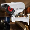 Dummy Fake IP Camera Simulation Emulational Bullet CCTV Kamera Solar Powered With LED Light för Outdoor Home Security