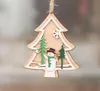 Albero di Natale in legno Ornamenti appesi Decorazioni alce Cervo pupazzo di neve Babbo Natale Snowfake Pendenti con motivo Rustic Home Window Decor Crafts