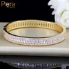 Pera Luxury Indian Dubai Bridal Wedding Gift Big Cubic Zircon Vintage Baguette Bracciale Bangle Gioielli color oro per le donne Z010 MX190727