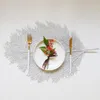 Kitchen Placemat Silver/Gold Artificial Leaf EVA Dining Table Mat Non-Slip Coral branch Pad Waterproof Disc Pads Coasters Decor