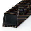 Hitie Neck Tie Set Private Label Silk Men Svart och guldsläckband Rand Set Drop N73312127807