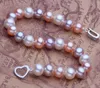 Fashion-7-8mm Natural Freshwater Pearl Bracelet 925 silver clasp
