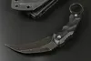 Karambit -kniv av högsta kvalitet D2 Stone Wash Blade Full Tang Black G10 Handle utomhus Taktiska klo knivar med Kydex