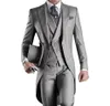 Ny Slim Fit Morning Style Groom Tuxedos Lapel Mäns Suit Navy Blue Groomsman / Bästa Man Bröllop / Prom kostym (Jacket + Pants + Vest) HY6019