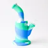 Colorful 8.5inches Silicone Water Pipe Recycler Bubbler Smoking Accessories unbreakabale silicone bongs with downstem and glass bowl