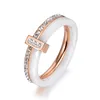Aenina 2 camadas Blackwhite Cristal Crystal Wedding Rings Jewelry for Women Girls Gold Gold Rose Stainless Engagement AR180549719187