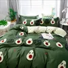Snygga gröna avokado sängkläder set ark och säng täcker pillowcases sängkläder