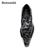 Batzuzhi Britishスタイルの男性の靴尖った鉄のつま先レザービジネスドレスシューズウェディングダンスシューズ、ビッグサイズUS6-12