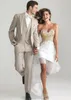 Популярные две кнопки Groomsmen Нотч Groom Tuxedos Мужские костюмы Свадебные / Prom Best Man Blazer (куртка + брюки + жилет + Tie) 647