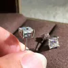 Mode 18K White Gold Princess Cut Zircon White Diamond Stud Oorbellen