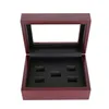 Red Black PU Leather Wood Box Organizer Portable 12x16x7cm 2-9 håls Case Championship Sports Ring268J