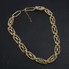 New trendy fashion luxury designer exaggerated geometric big metal circle chain choker statement necklace for women 18k gold plated