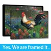 Canvas Art Print Animal The Rooster Paintings Living Room Decor Picture Poster Oil Painting on Canvas - Ready To Hang - Framed