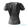 Wholesale-婦人スポーツ半袖ジム服のトレーニングを実行しているTシャツの女性クイックドライヤガシャツメッシュパッチワークFTNESSトップティー