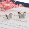 European American Mode Gold 3D Butterfly Titanium Stud Earring Luxe Designer Rvs Matte Finish Butterfly Dier Sieraden