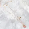 Collana girocollo con ciondolo a forma di cuore rosa con ciondolo a forma di stella, catena clavicola corta per collane moda donna, gioielli per feste all'ingrosso a buon mercato