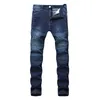 Jeans Skinny pour hommes Biker hommes piste en détresse mince élastique Denim lavé noir jean pour bleu haute qualité 273G