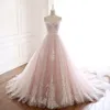 Romantic Pink Wedding Dress 2020 V Neck Beaded Ruched Tulle Lace Corset Back Bridal Gowns Colored Now White Bridal Gowns High Quality