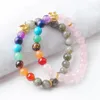 Wojiaer 8mm Stone Round Beads Beads Owl Bracelets 7 Chakra Healing Mala التأمل صلاة اليوغا المجوهرات Bk327