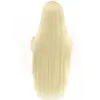 Parrucca per capelli lisci morbidi da 30 pollici Glueless 613 Parrucche anteriori in pizzo sintetico biondo per le donne Capelli sintetici lisci setosi restyleable 5999169